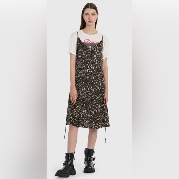 New! R13 90’s Midi Slip Leopard Dress Tie Back 🖤 XS and Medium - Picture 5 of 15